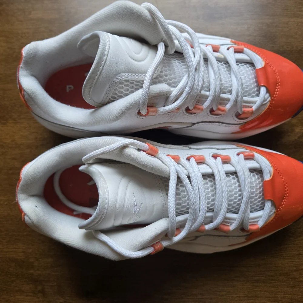 Reebok Allen Iverson Question Mid Sneakers White Orange Navy Men’s 7 / Women’s 8 - Picture 4 of 7